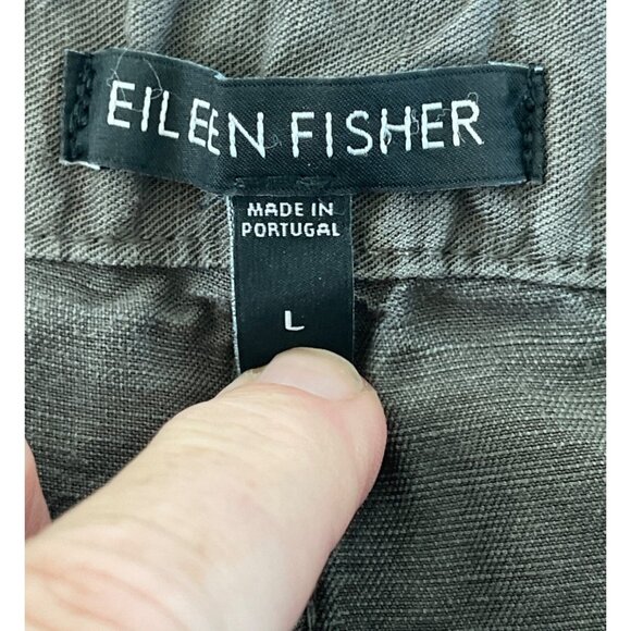 Eileen Fisher Womens Linen Lyocell Cargo Utility Pants Ankle Zip Army Green Size - Picture 9 of 12